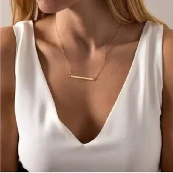 Jewelry - Gold 14k Gold Plated 3pc Bar Linked Chain Disc Necklace Set